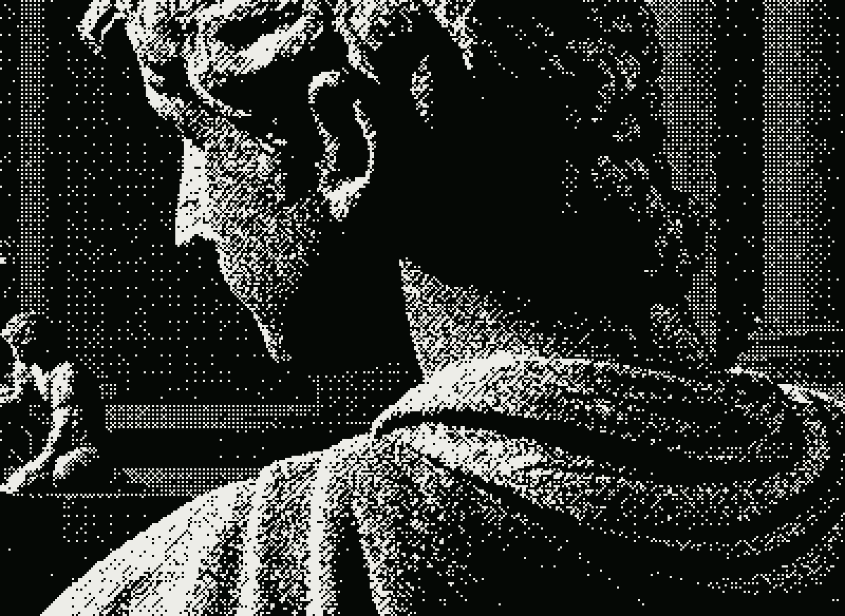 Dithered profile of a classical statue head